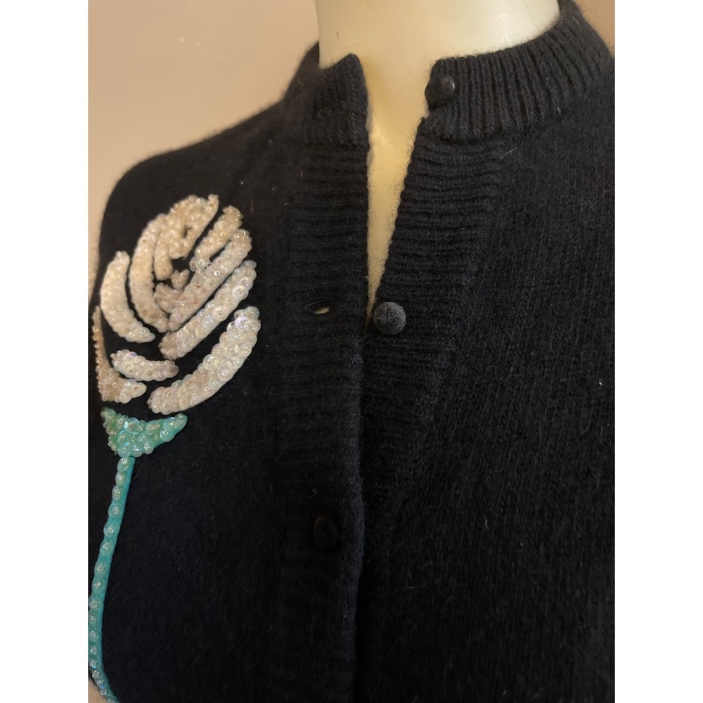 Vintage angora wool cardigan sweater XS/S - Picture 3 of 4
